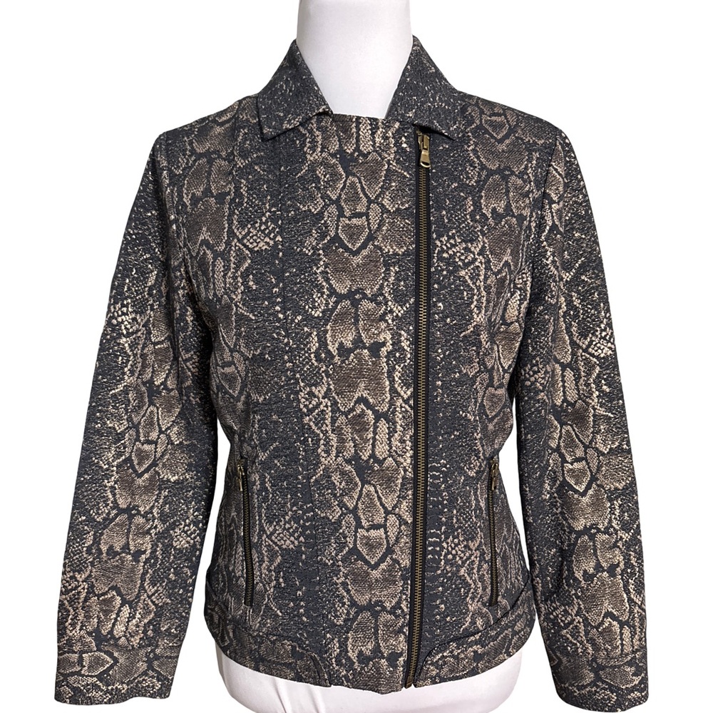 Chico's Black Cream Snake Print Blazer